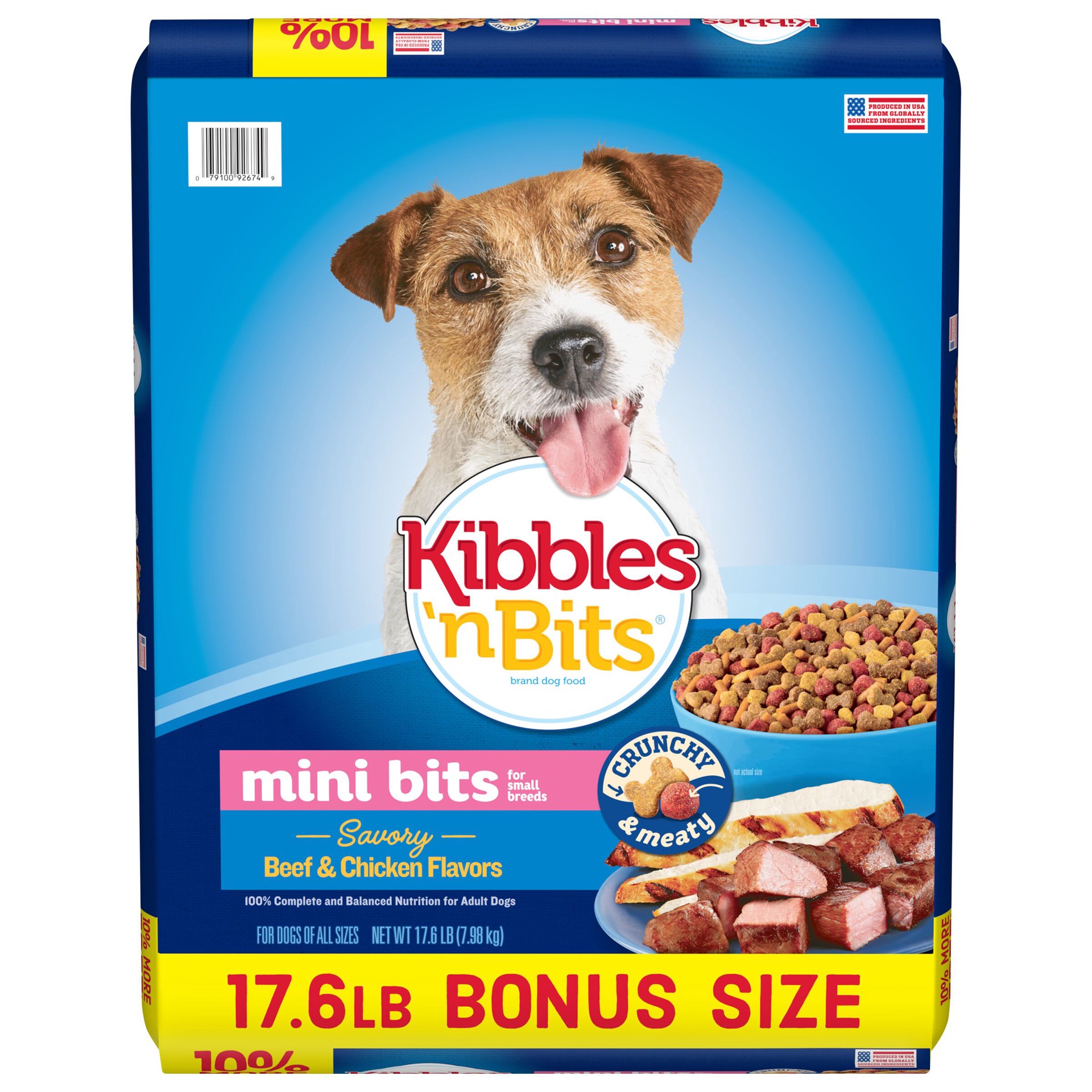 slide 1 of 5, Kibbles 'n Bits Small Breed Mini Bits Savory Beef & Chicken Flavor Dog Food, Bonus Bag, 17.6-Pound, 17.6 lb