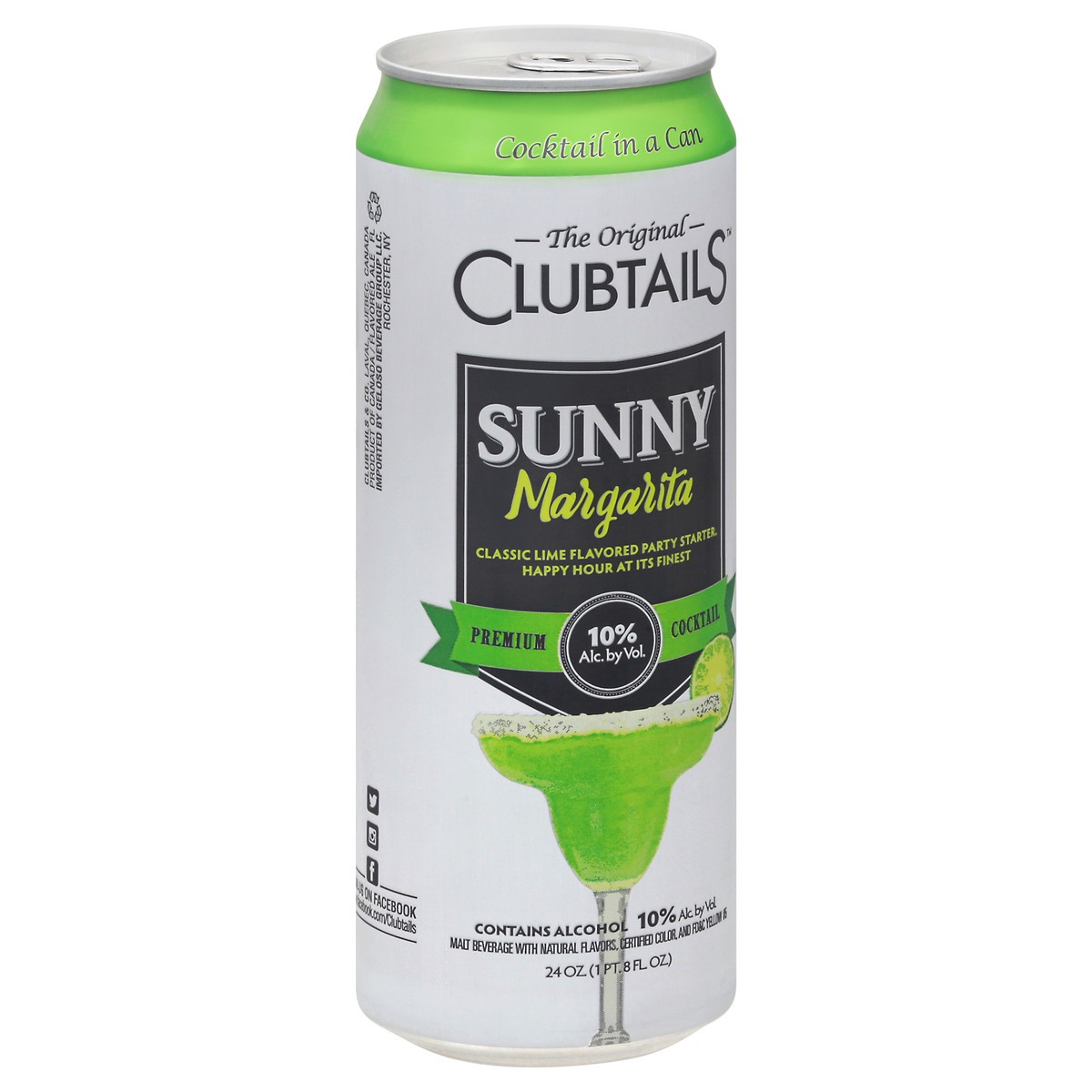 slide 2 of 9, Clubtails Sunny Margarita Premium Cocktail 24 oz Can, 24 oz