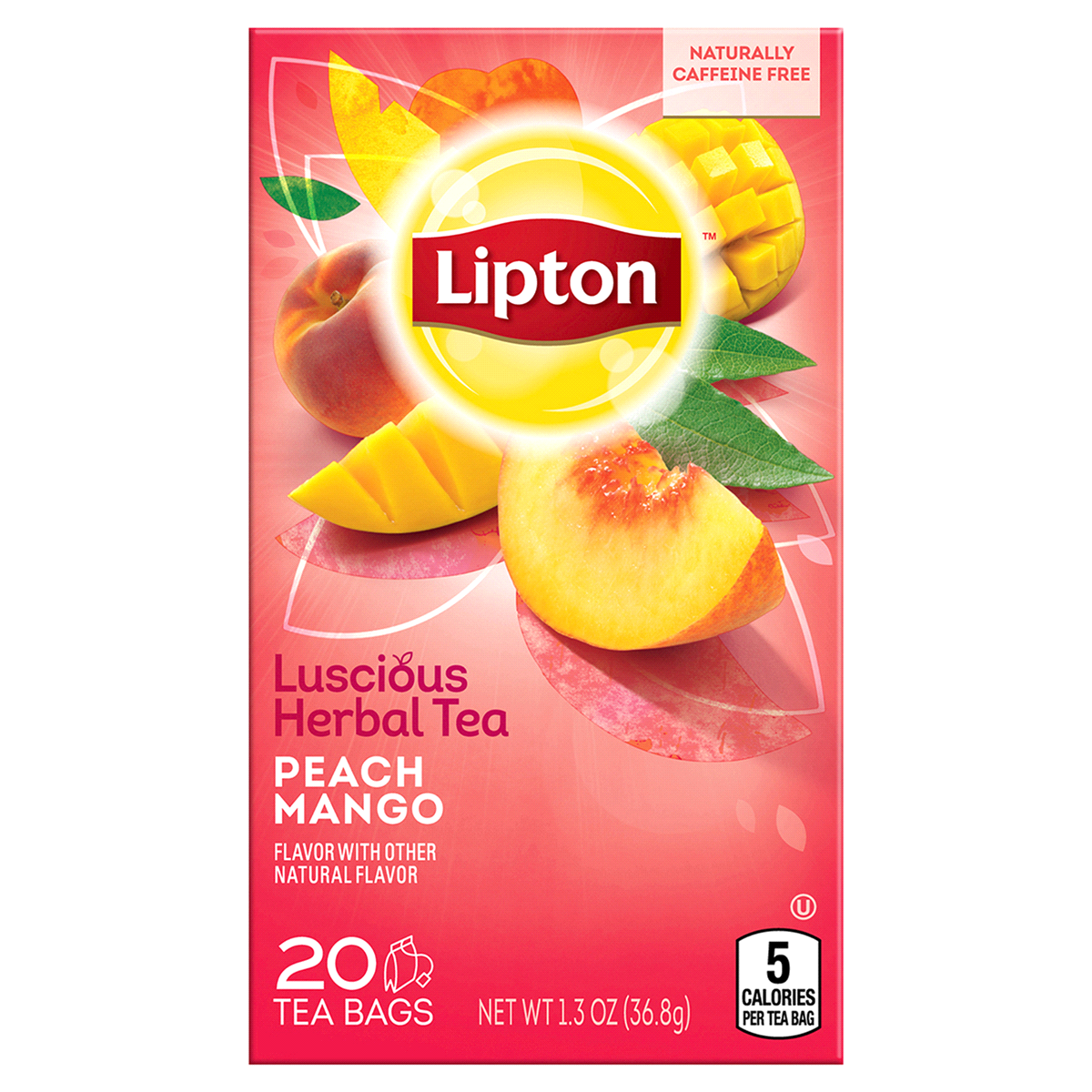 slide 1 of 2, Lipton Peach Mango Herbal Tea, 20 ct