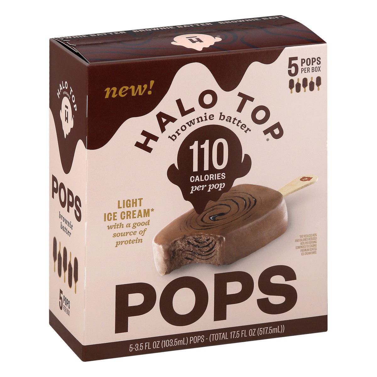 slide 3 of 13, Halo Top Creamery Halo Top Brownie Batter Ice Cream Pops 5Pk, 17.5 fl oz