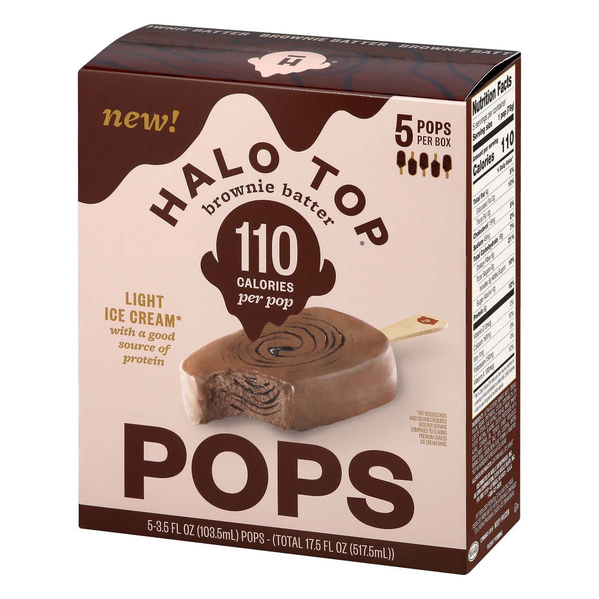 slide 4 of 13, Halo Top Creamery Halo Top Brownie Batter Ice Cream Pops 5Pk, 17.5 fl oz
