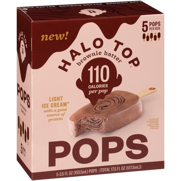 slide 1 of 7, Halo Top Creamery Brownie Batter Light Ice Cream Pops Pops, 17.5 fl oz
