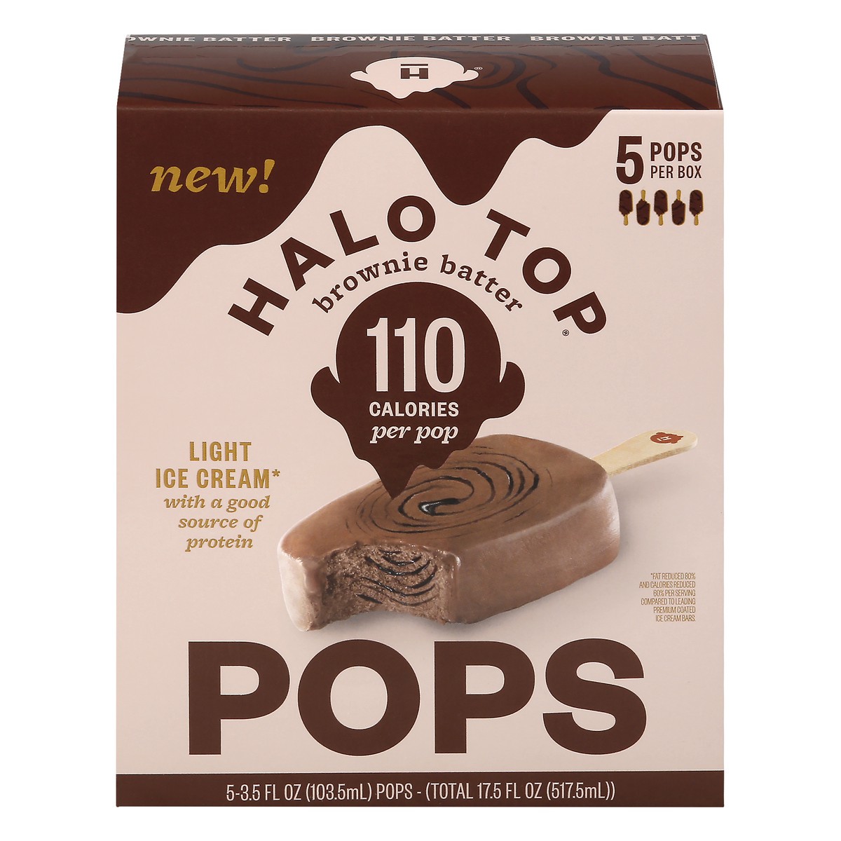 slide 1 of 13, Halo Top Creamery Halo Top Brownie Batter Ice Cream Pops 5Pk, 17.5 fl oz