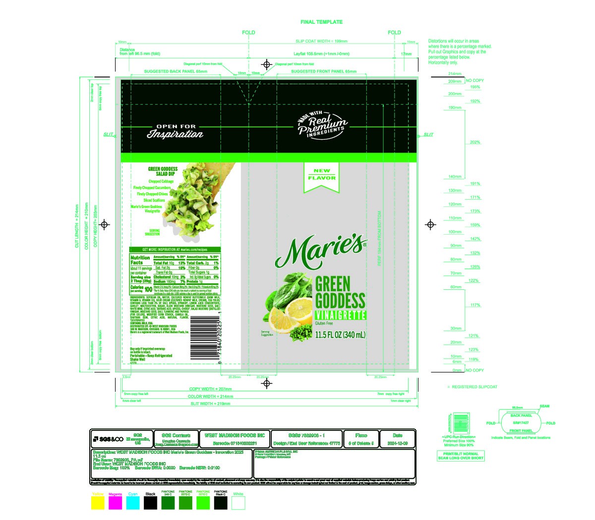 slide 2 of 14, Marie's Green Goddess Vinaigrette 11.5 fl oz Plastic Bottle, 11.50 fl oz