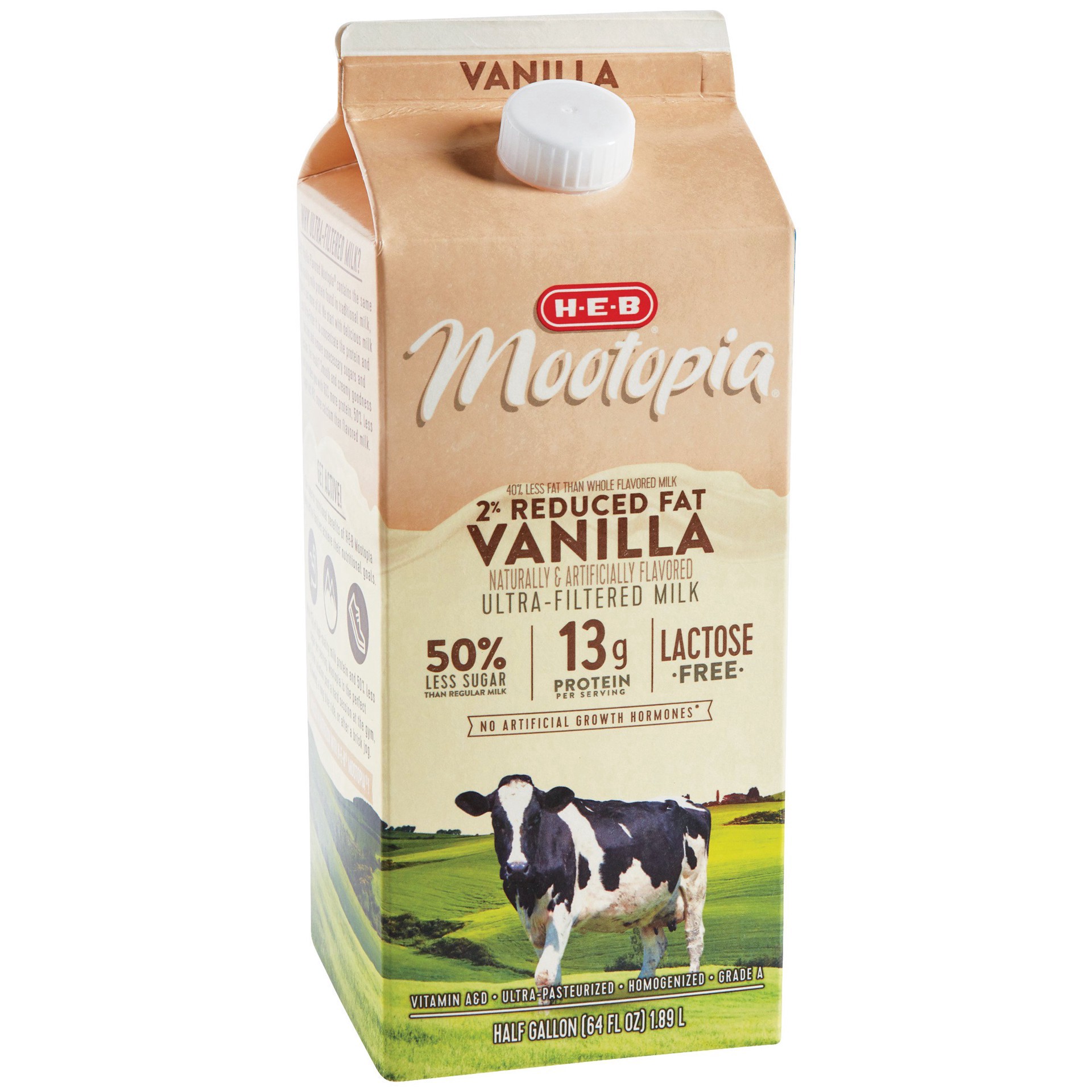 slide 1 of 1, H-E-B Mootopia 2% Reduced Fat Vanilla, 64 oz