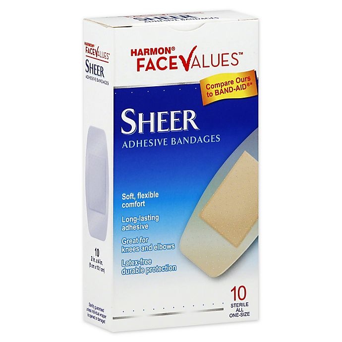 slide 1 of 1, Harmon Face Values Sheer XL Strip Adhesive Bandages, 10 ct