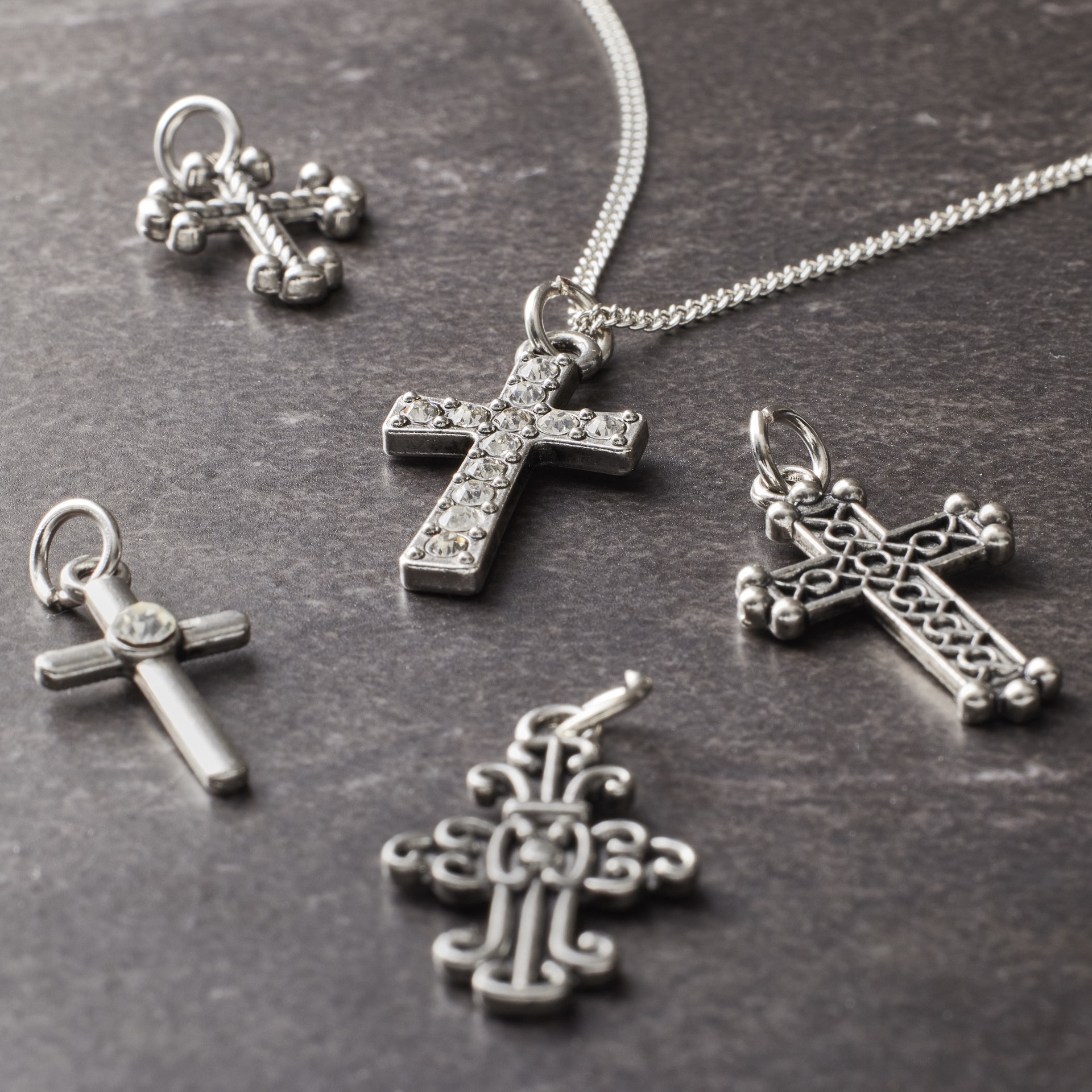 slide 2 of 2, Antique Rhodium Cross Charm Set By Bead Landing, 1 ct