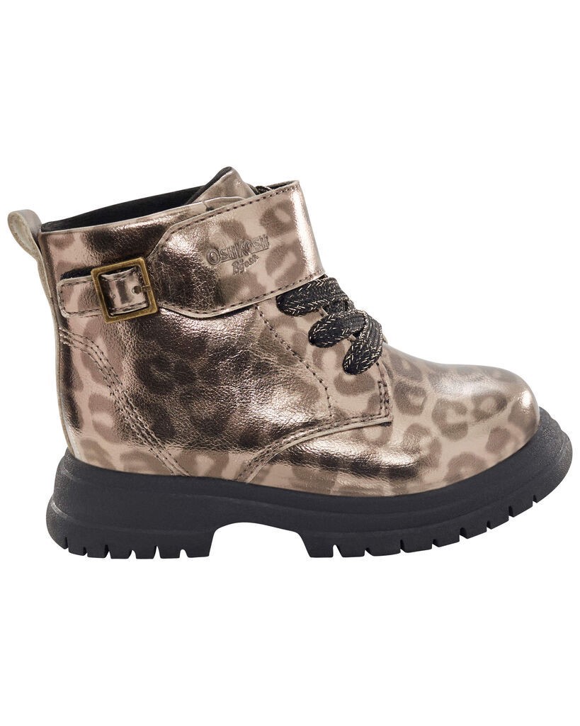 slide 6 of 6, Oshkosh Toddler Cheetah Print Lace-Up Boots Brown 9, 1 ct