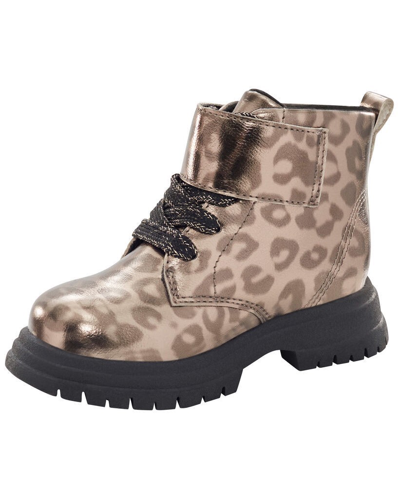slide 2 of 6, Oshkosh Toddler Cheetah Print Lace-Up Boots Brown 9, 1 ct