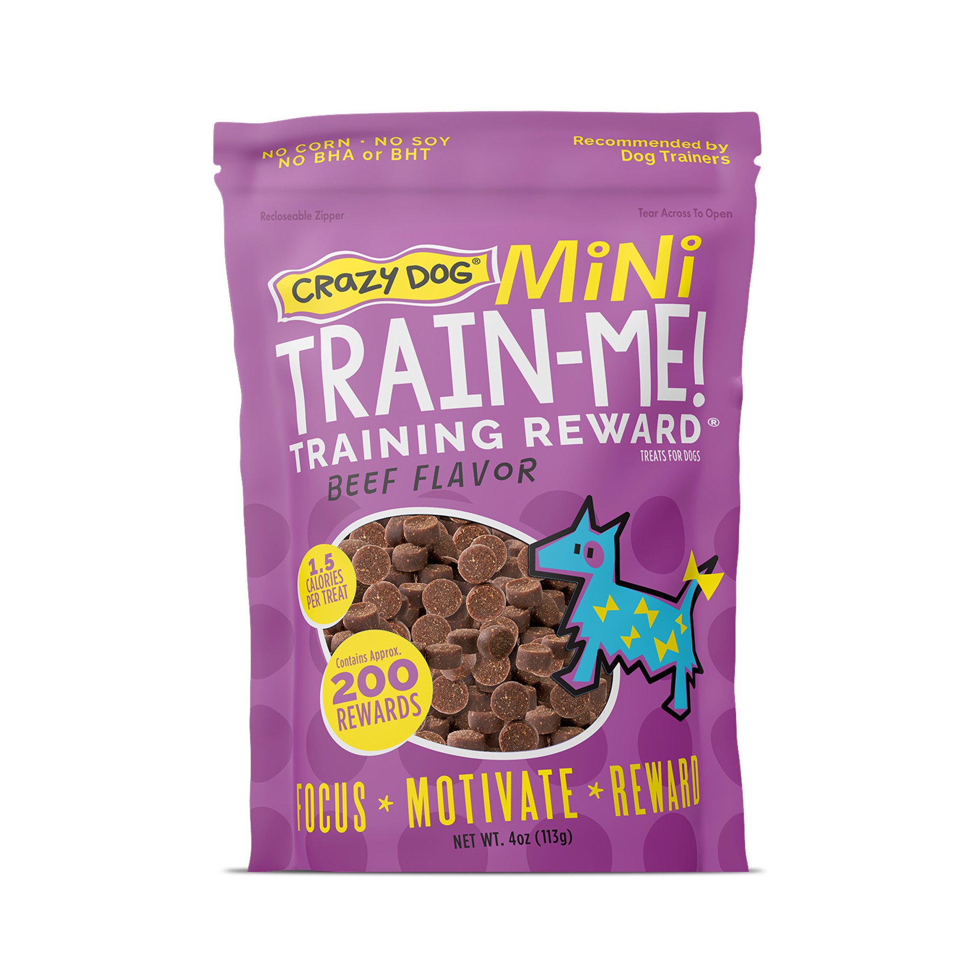 slide 1 of 2, Crazy Pets Train-Me! Mini Soft & Chewy Dog Treats, Beef, 4 oz. Pouch, 4 oz