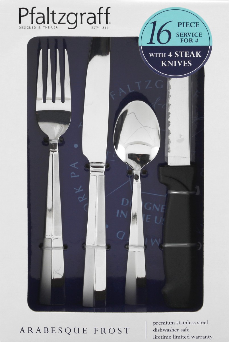 slide 1 of 9, Pfaltzgraff Arabesque Frost Flatware Set-Stainless Steel, 1 ct