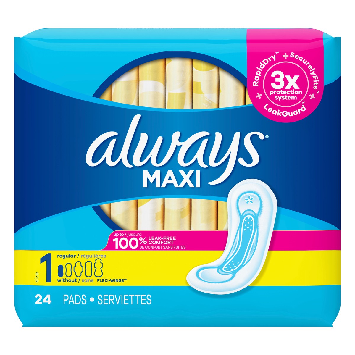 slide 1 of 2, Always Maxi Pads 24Ct, 24 ct