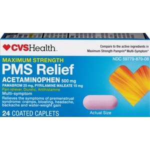 slide 1 of 1, CVS Health Maximum Strength Pms Relief Acetaminophen Caplets, 24 ct; 500 mg