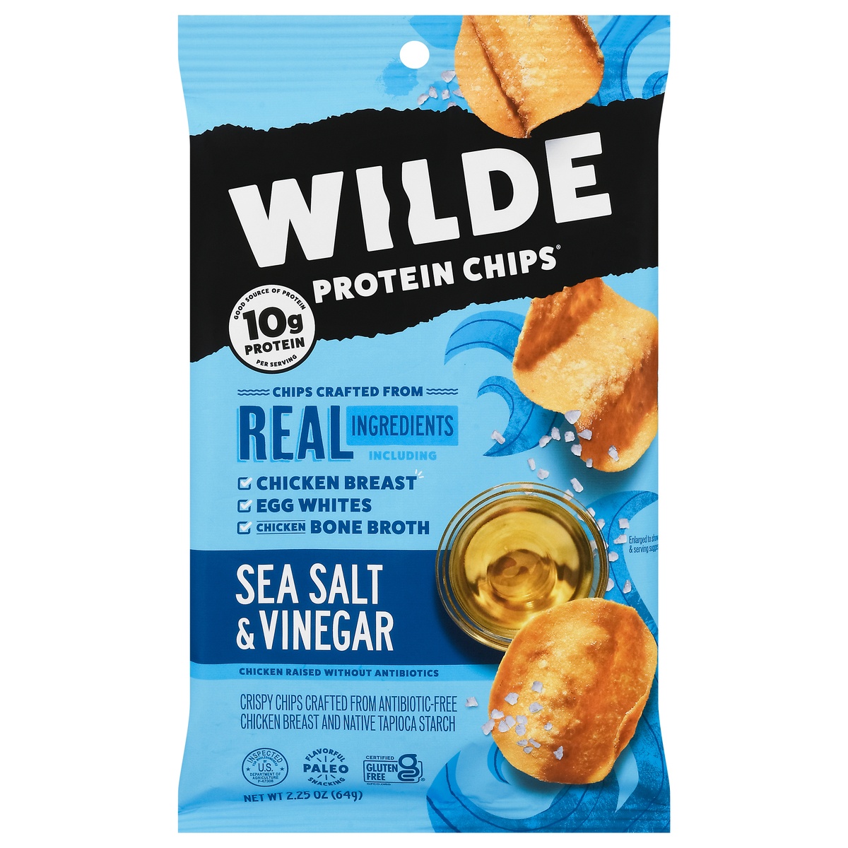 slide 1 of 1, Wilde Thin & Crispy Sea Salt & Vinegar Chicken Chips, 2.25 oz