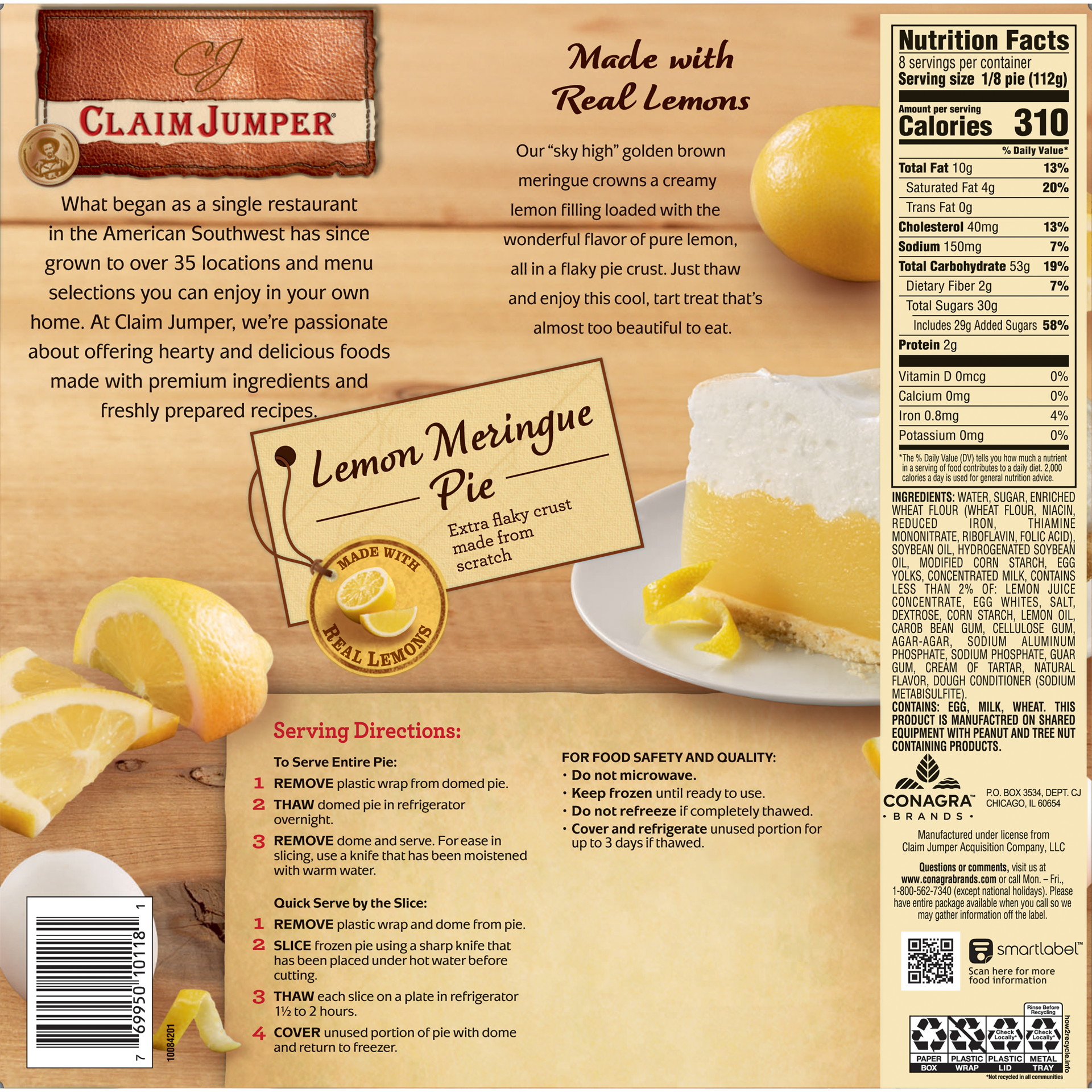 slide 2 of 2, Claim Jumper Lemon Meringue Pie Frozen Dessert, 31.5 Ounce, 31.5 oz