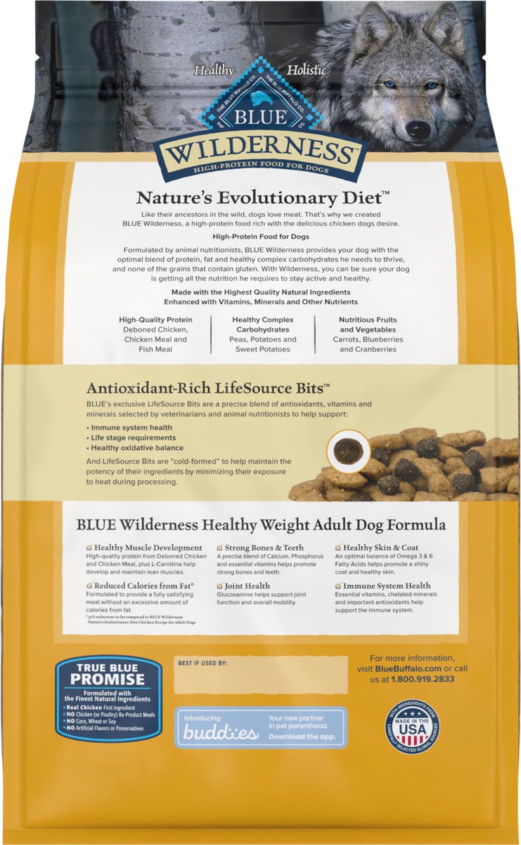 slide 2 of 13, Blue Buffalo Wilderness High Protein, Natural Adult Healthy Weight Dry Dog Food, Chicken 4.5-lb, 4.5 lb