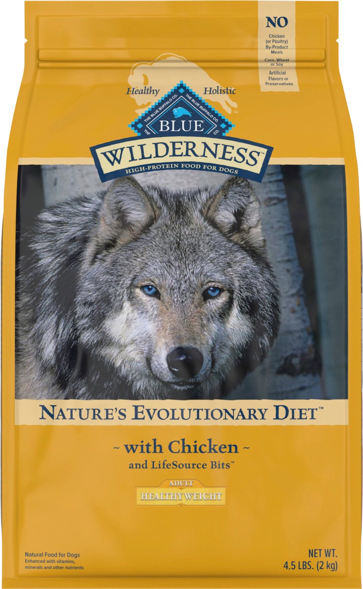 slide 12 of 13, Blue Buffalo Wilderness High Protein, Natural Adult Healthy Weight Dry Dog Food, Chicken 4.5-lb, 4.5 lb