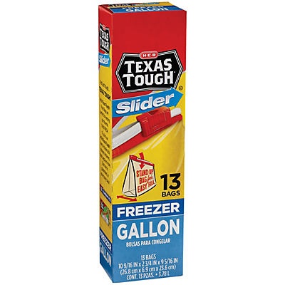 slide 1 of 1, H-E-B Texas Tough Slider Gallon Freezer Bags, 13 ct
