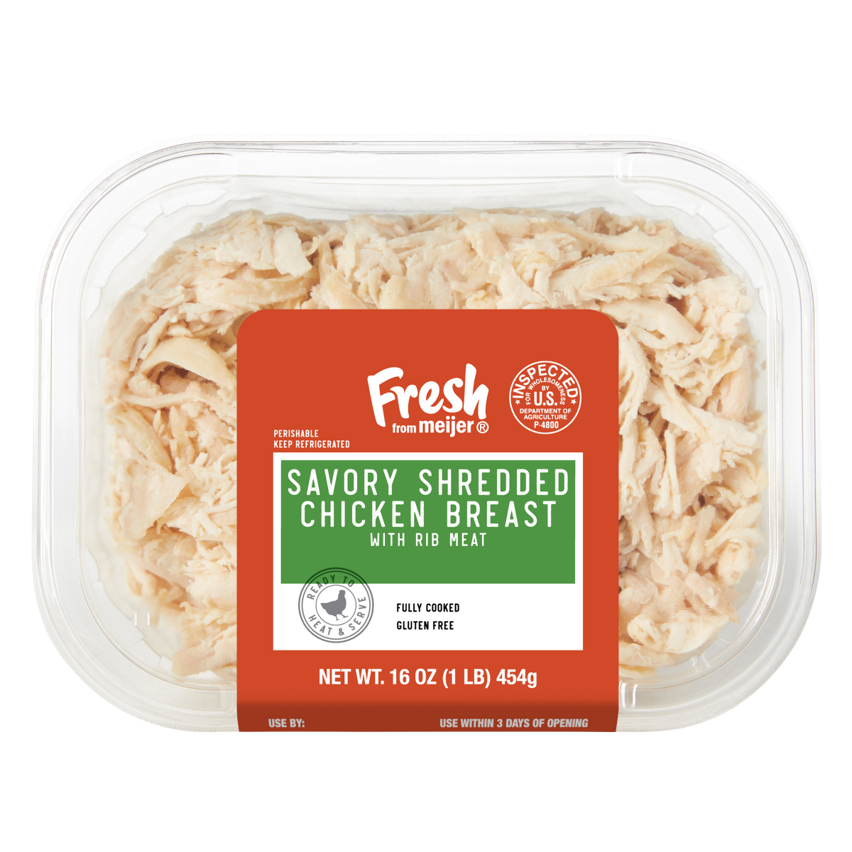 slide 1 of 6, Fresh from Meijer Savory Shredded Chicken, 16 oz., 16 oz