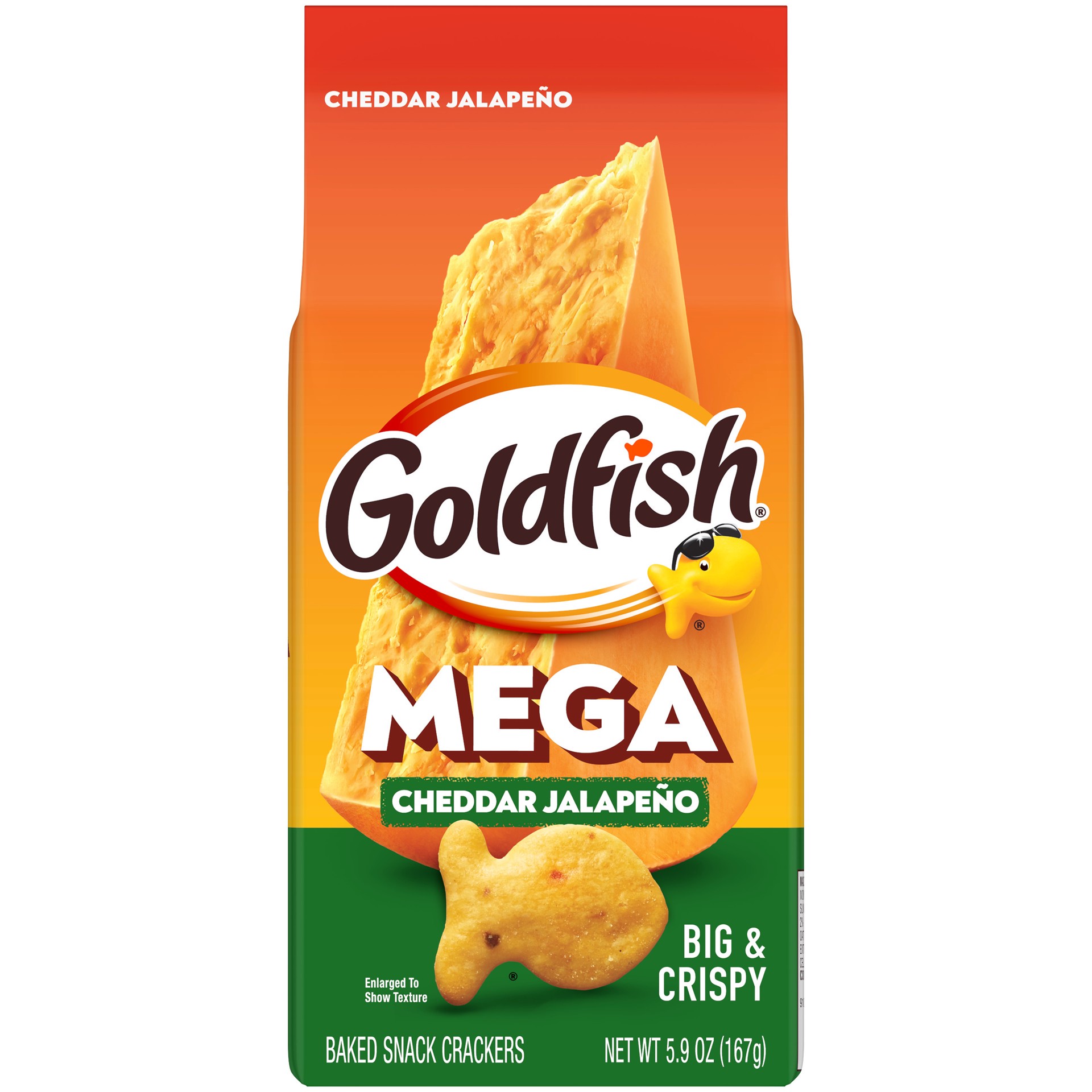 slide 1 of 5, Goldfish Mega Bites Cheddar Jalapeño Crackers, 5.9 Oz Bag, 5.9 oz