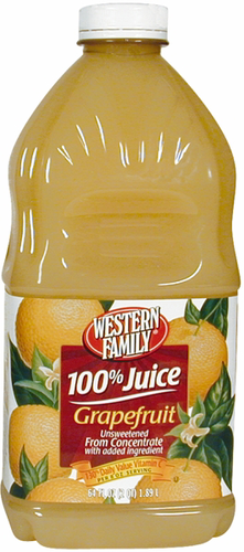 slide 1 of 1, Western Family Unsweetened Grapefruit 100% Jui - 64 oz, 64 oz