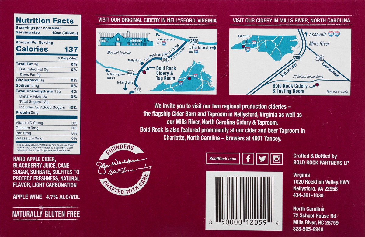slide 9 of 13, Bold Rock Blackberry Hard Cider 6pk Btl, 6 ct