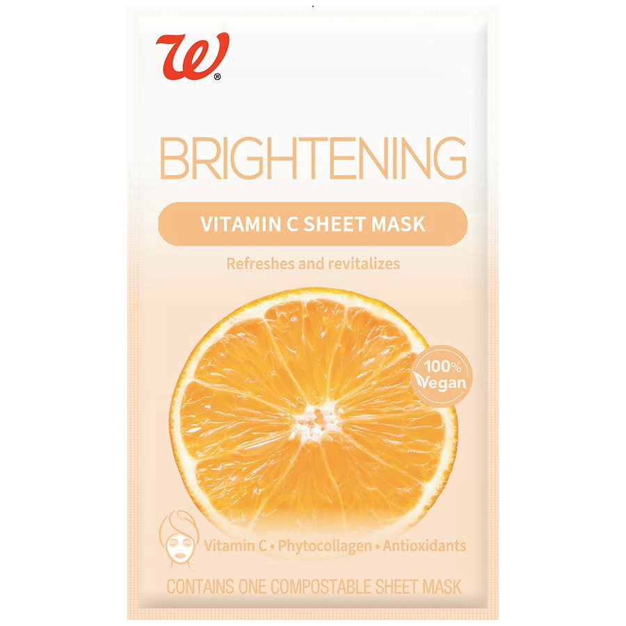 slide 1 of 2, Walgreens Brightening Sheet Mask, Vitamin C, 1 ct