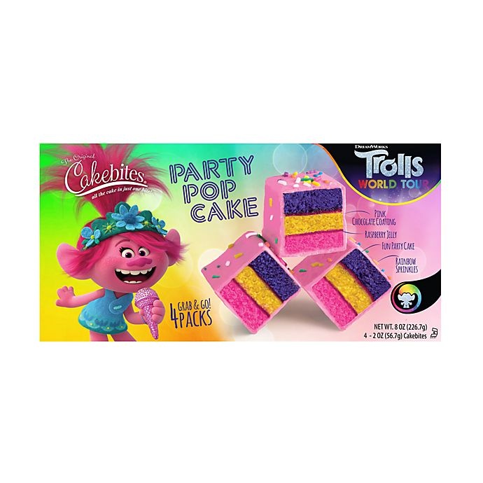 slide 1 of 2, Cookies United Trolls Party Rock Cakebites Family Pack, 4 ct