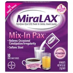 Miralax Laxative Powder Mix-In Packets For Gentle Constipation Relief