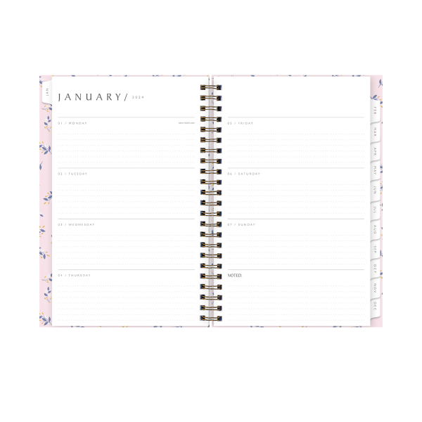 slide 2 of 6, Blue Sky Sustainability Branches Textured Folded Artcard Weekly/Monthly Planning Calendar, 5'' X 8'', Pink, January To December 2024, 143944, 1 ct