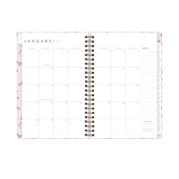 slide 3 of 6, Blue Sky Sustainability Branches Textured Folded Artcard Weekly/Monthly Planning Calendar, 5'' X 8'', Pink, January To December 2024, 143944, 1 ct