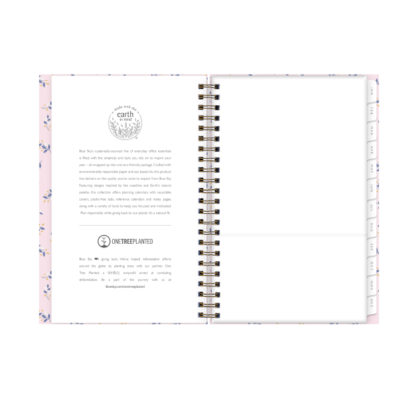 slide 5 of 6, Blue Sky Sustainability Branches Textured Folded Artcard Weekly/Monthly Planning Calendar, 5'' X 8'', Pink, January To December 2024, 143944, 1 ct