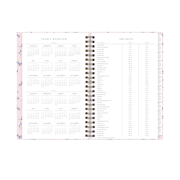 slide 6 of 6, Blue Sky Sustainability Branches Textured Folded Artcard Weekly/Monthly Planning Calendar, 5'' X 8'', Pink, January To December 2024, 143944, 1 ct