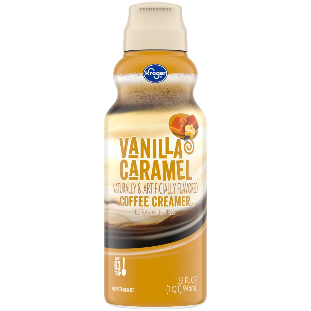 slide 1 of 4, Kroger Vanilla Caramel Coffee Creamer, 32 fl oz