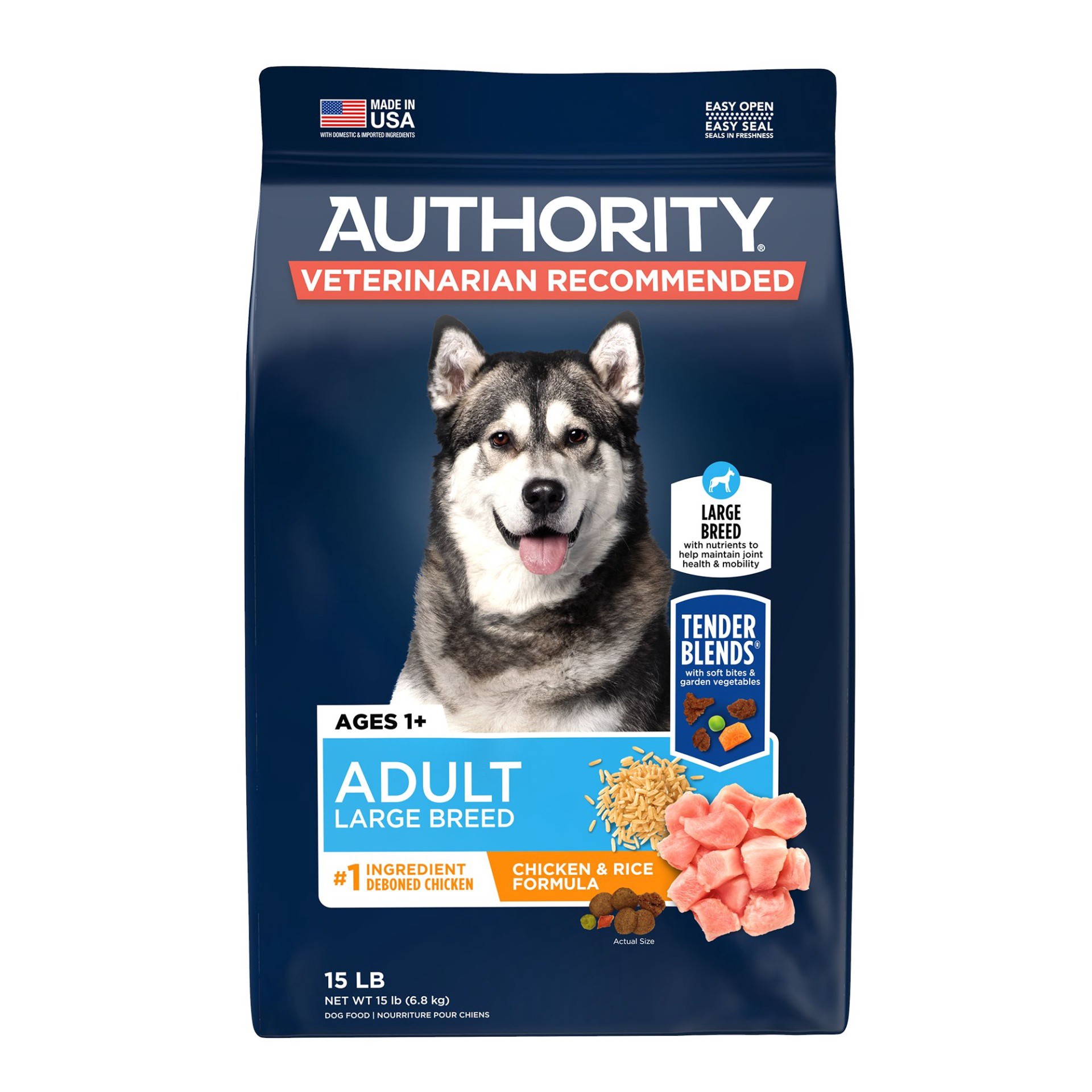 slide 1 of 1, Authority Everyday Health Large Breed Adult Dry Dog Food - Chicken, 15 lb