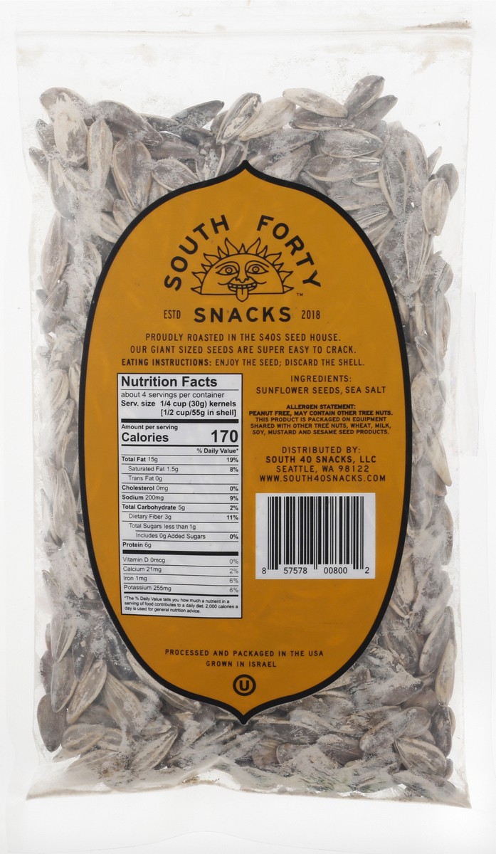 slide 6 of 9, South Forty Snack Company Giant Sized Salt Sunflower Seed 8 oz, 8 oz