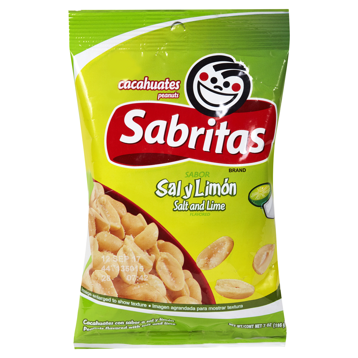 slide 1 of 1, Sabritas Salt & Lime Peanuts, 7 oz