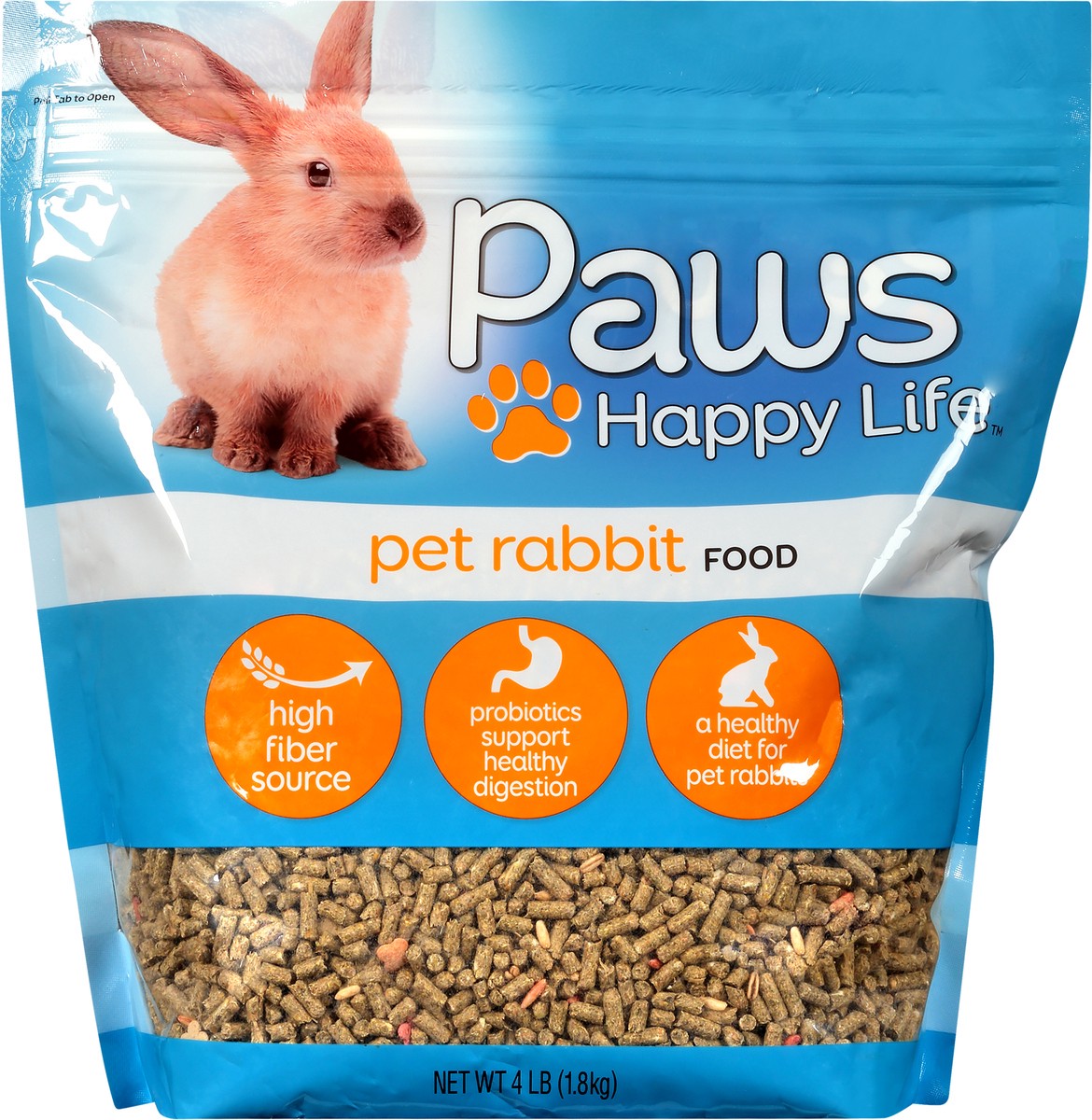 slide 1 of 9, Paws Happy Life Pet Rabbit Food 4 lb Bag, 4 lb