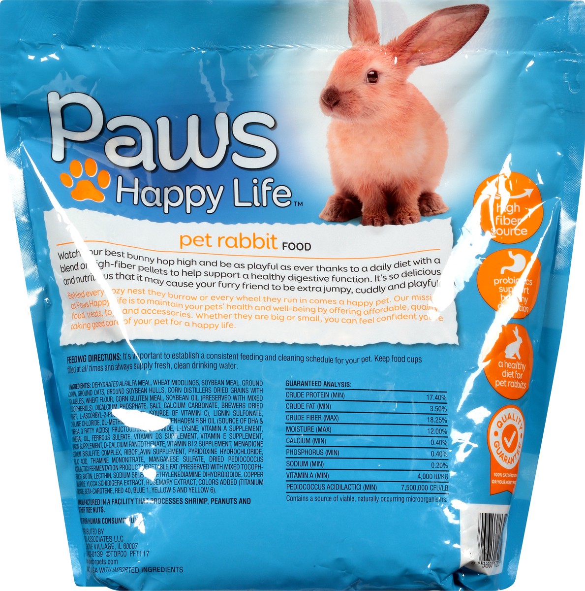 slide 8 of 9, Paws Happy Life Pet Rabbit Food 4 lb Bag, 4 lb