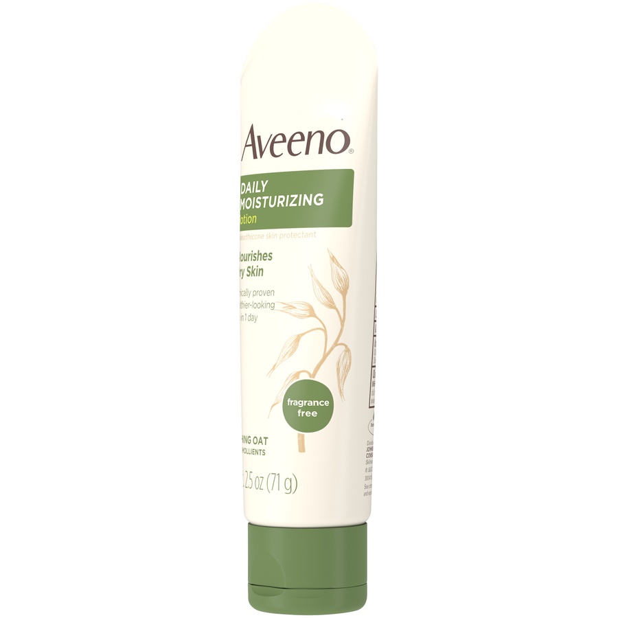 slide 3 of 4, Aveeno Daily Moisturizing Body Lotion with Soothing Oat and Rich Emollients to Nourish Dry Skin, Fragrance-Free, 2.5 fl oz