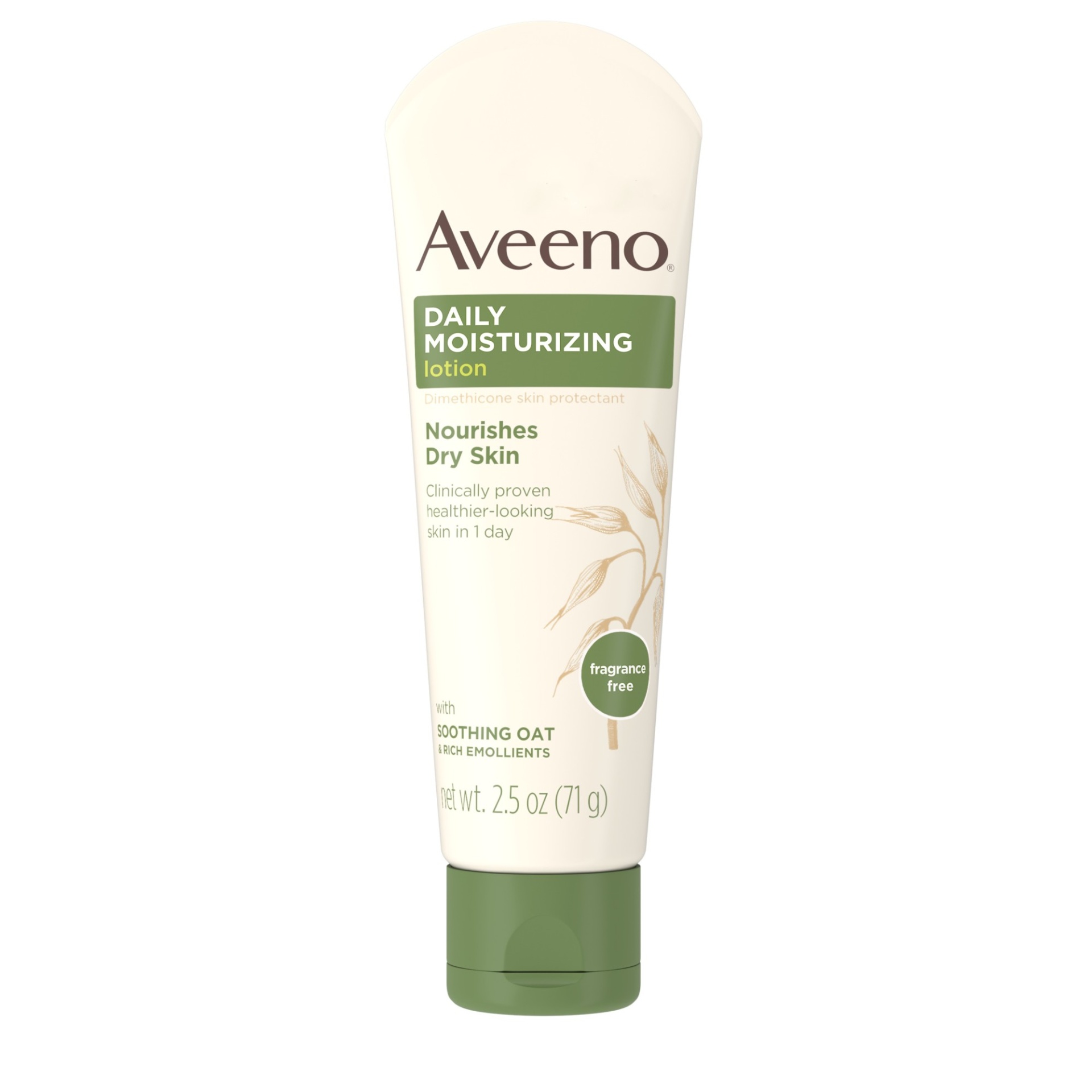 slide 1 of 4, Aveeno Daily Moisturizing Body Lotion with Soothing Oat and Rich Emollients to Nourish Dry Skin, Fragrance-Free, 2.5 fl oz