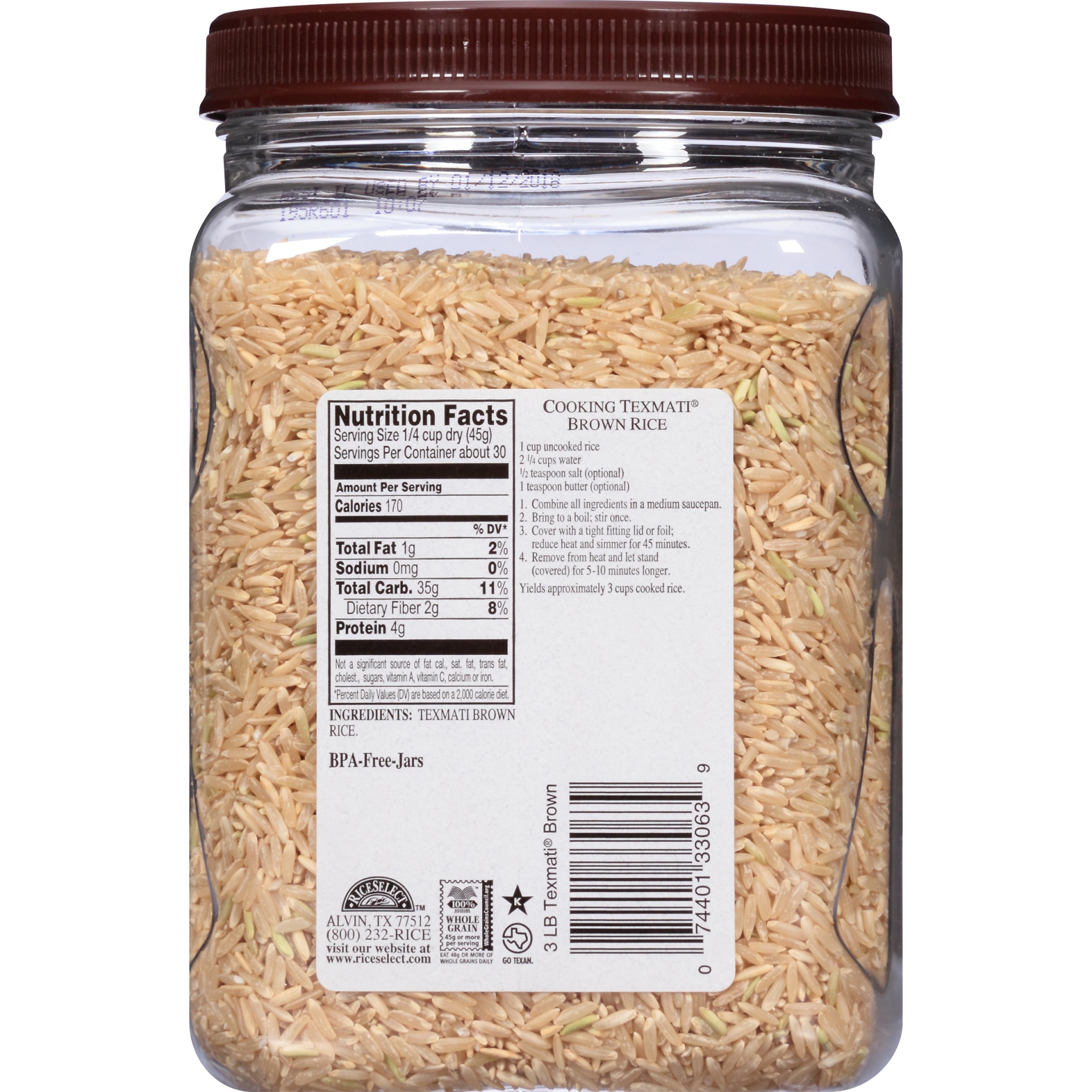 slide 6 of 8, RiceSelect Texmati Brown Rice, 48 oz