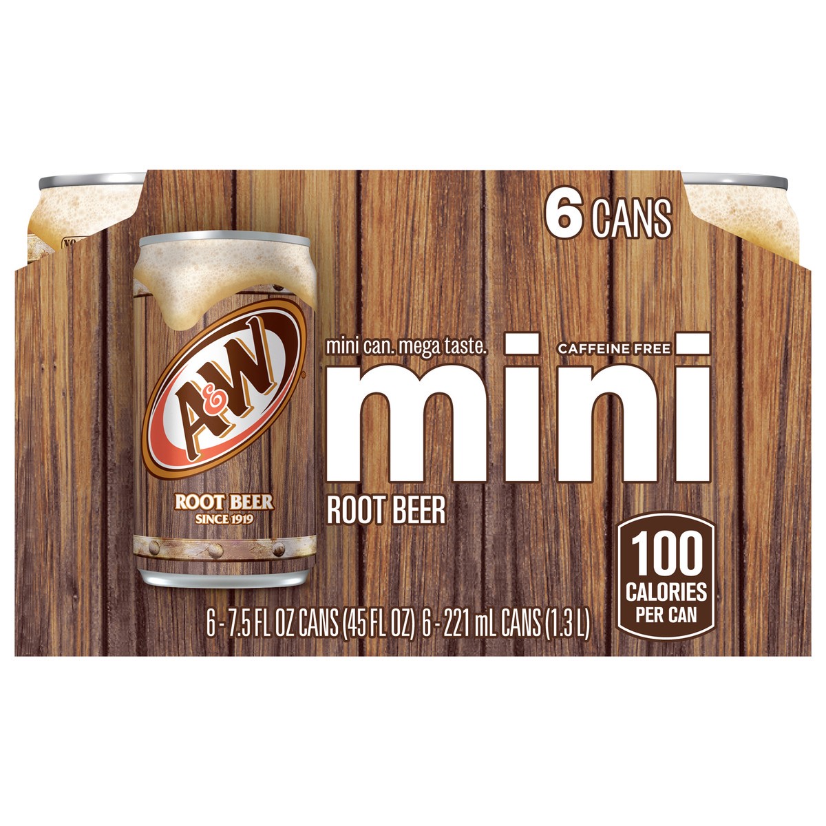 slide 1 of 11, A&W Root Beer Soda, 7.5 fl oz cans, 6 pack, 6 ct; 7.5 fl oz