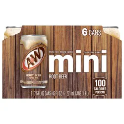 A&W Root Beer Soda, 7.5 fl oz cans, 6 pack
