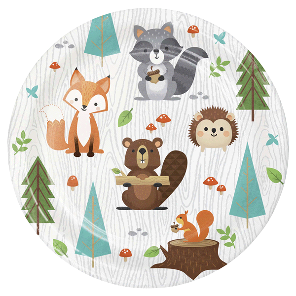 slide 1 of 1, Creative Converting Wild One Woodland Animals Party Lunch Plate, 8 ct