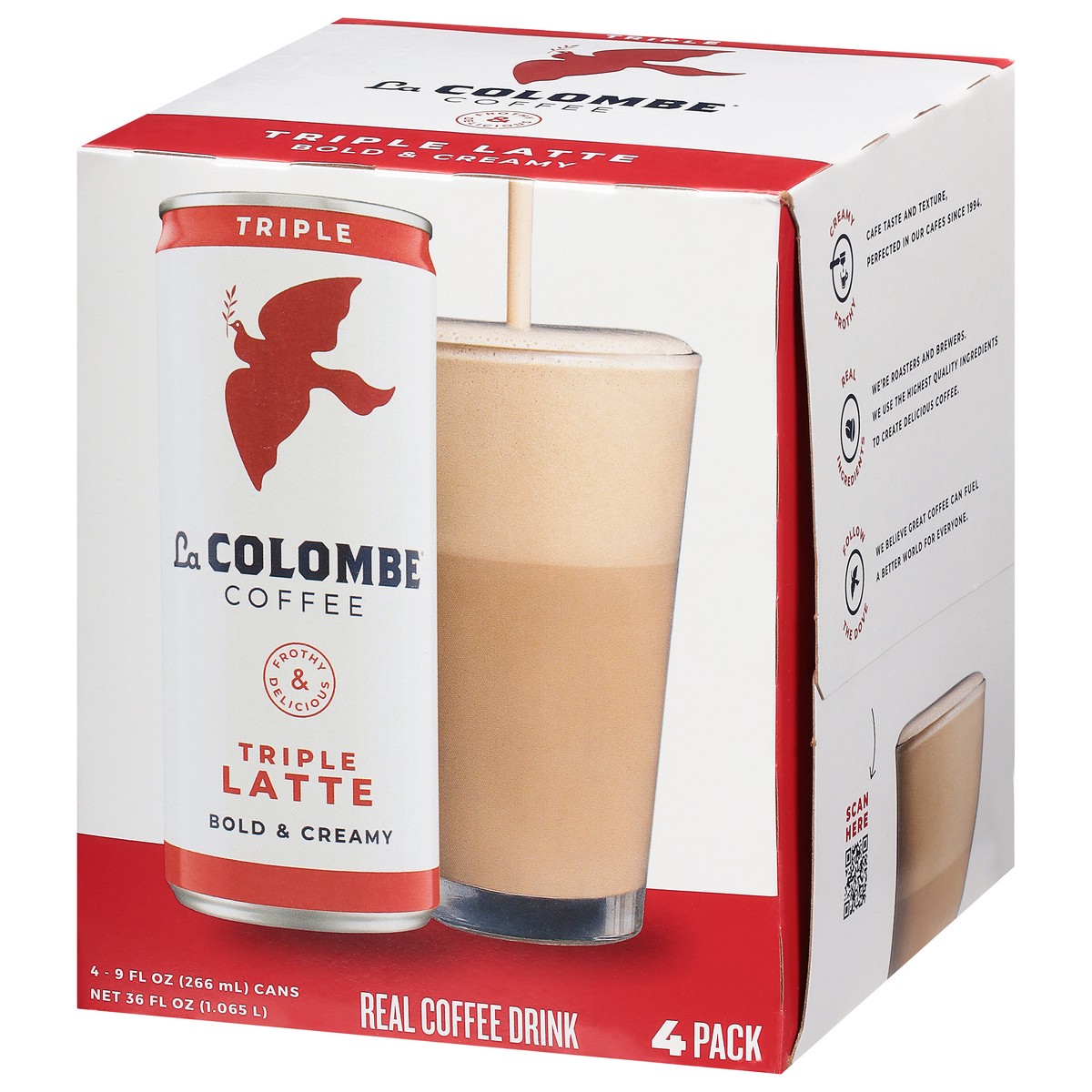 slide 7 of 13, La Colombe Coffee, Triple Latte, 9 fl oz Cans, 4 Pack, 4 ct, 36 fl oz