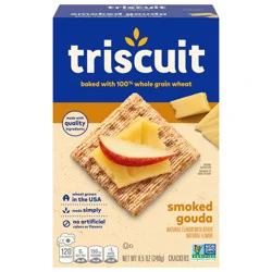 Triscuit Smoked Gouda Whole Grain Wheat Crackers, Lunch Snacks, Snack Crackers, 8.5 oz