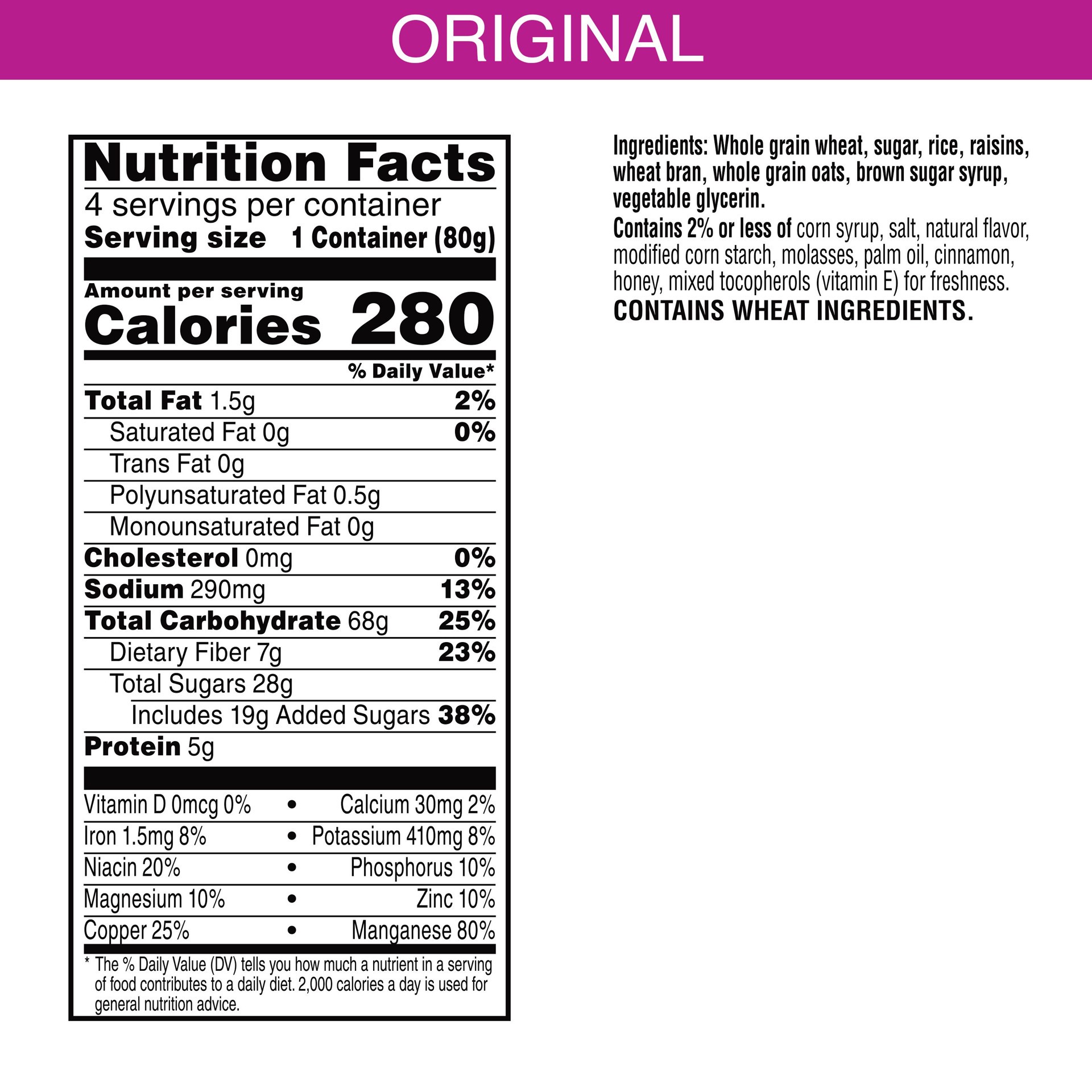 slide 2 of 5, Raisin Bran Kellogg's Raisin Bran Crunch Breakfast Cereal Cups, Fiber Cereal, Made with Real Fruit, Value Size, Original, (4 Cups) - 11.2 oz, 11.2 oz