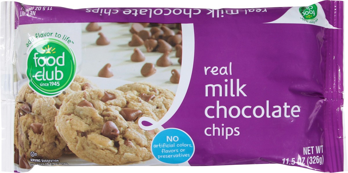 slide 6 of 9, Food Club Milk Chocolate Chips, Real, 11.5 oz