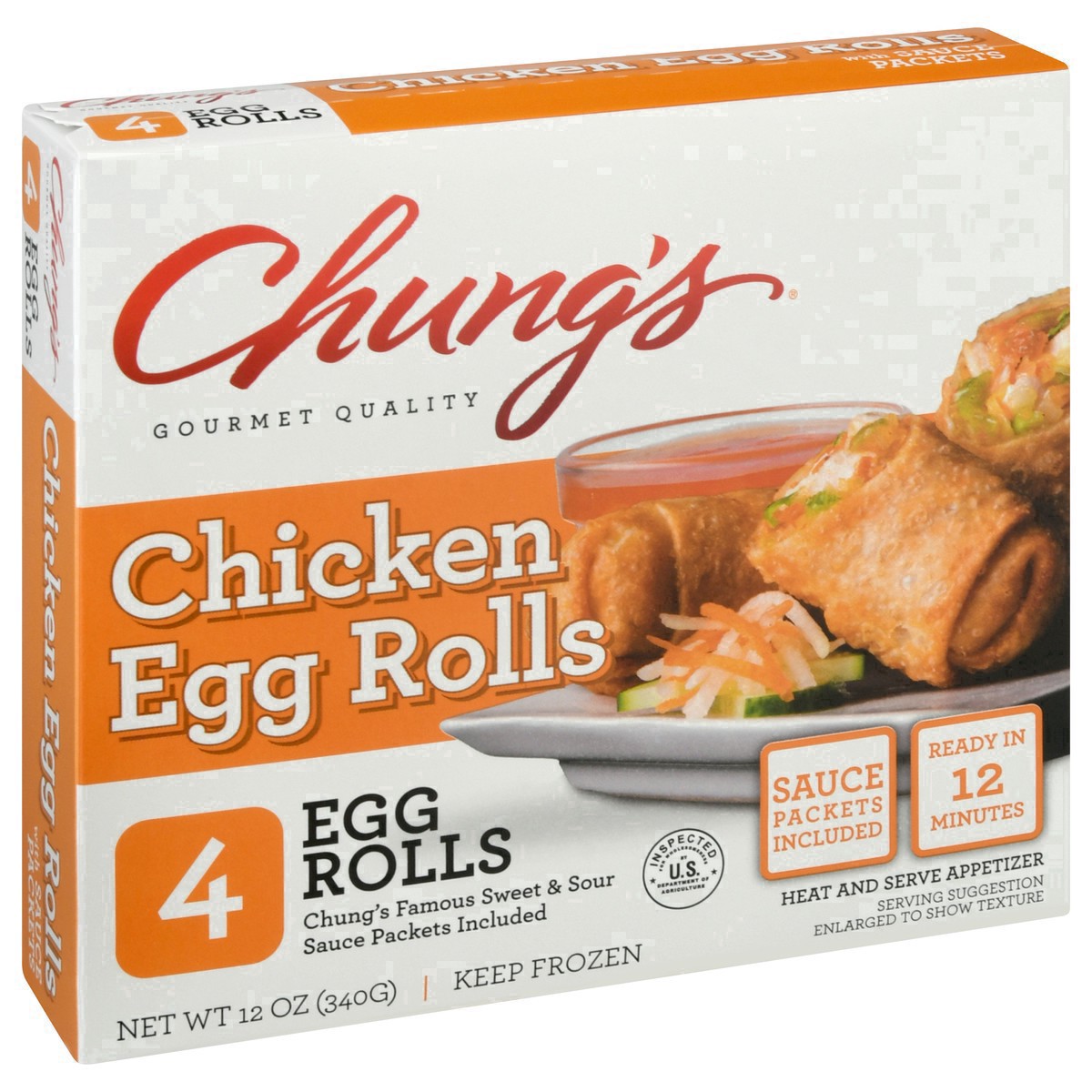 slide 10 of 24, Chung's White Meat Chicken Egg Rolls, 12 oz